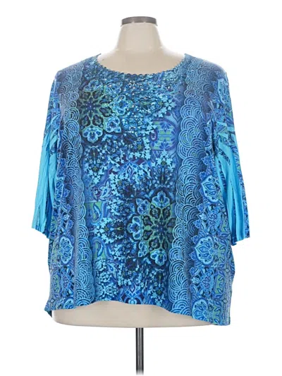 Pre-owned Catherines 3/4 Sleeve Blouse In Blue