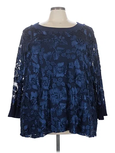Pre-owned Catherines 3/4 Sleeve Blouse In Blue