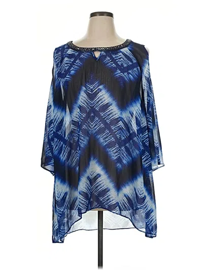 Pre-owned Catherines 3/4 Sleeve Blouse In Blue