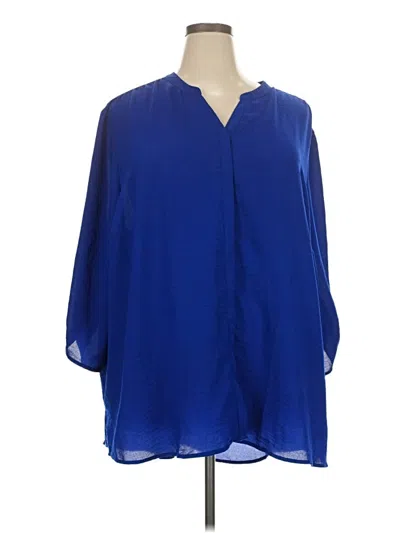 Pre-owned Catherines 3/4 Sleeve Blouse In Blue