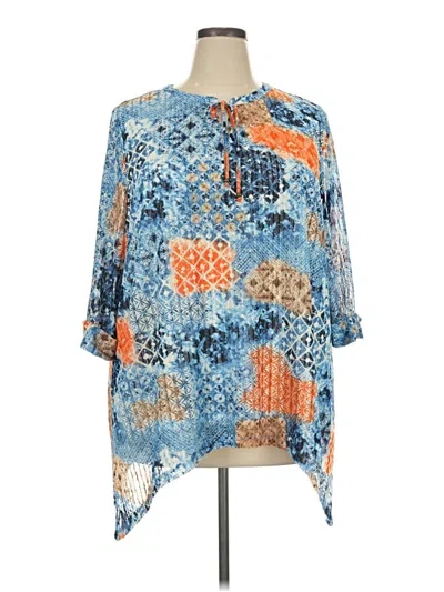 Pre-owned Catherines 3/4 Sleeve Blouse In Blue