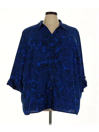 Pre-owned Catherines 3/4 Sleeve Blouse In Blue