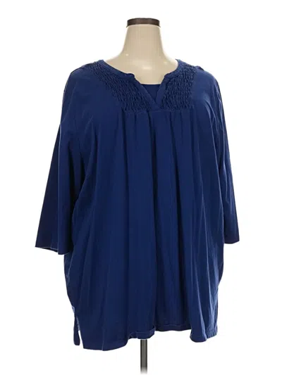 Pre-owned Catherines 3/4 Sleeve Blouse In Blue