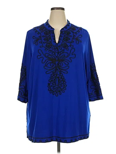 Pre-owned Catherines 3/4 Sleeve Blouse In Blue