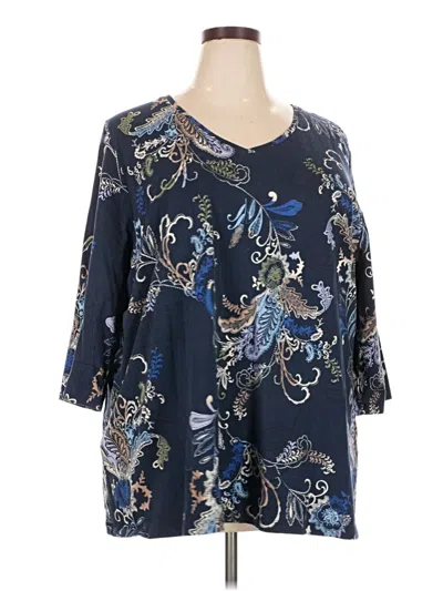 Pre-owned Catherines 3/4 Sleeve Blouse In Blue