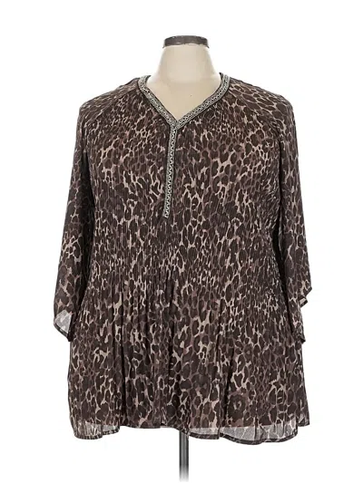 Pre-owned Catherines 3/4 Sleeve Blouse In Brown