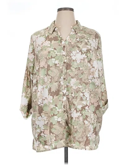 Pre-owned Catherines 3/4 Sleeve Blouse In Brown