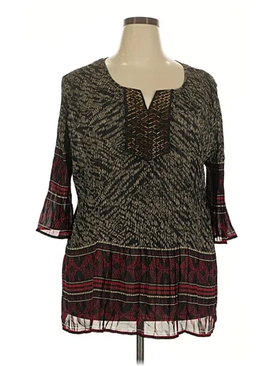 Pre-owned Catherines 3/4 Sleeve Blouse In Brown
