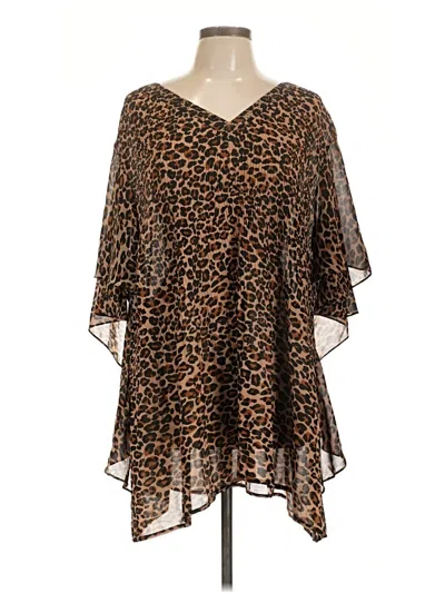 Pre-owned Catherines 3/4 Sleeve Blouse In Brown