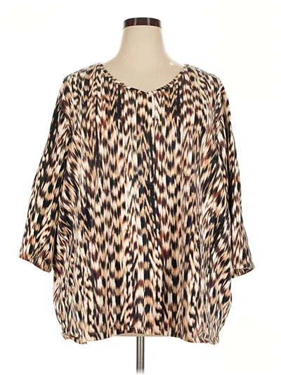 Pre-owned Catherines 3/4 Sleeve Blouse In Brown