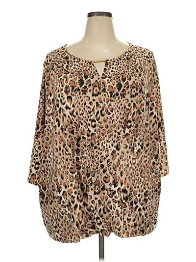 Pre-owned Catherines 3/4 Sleeve Blouse In Brown