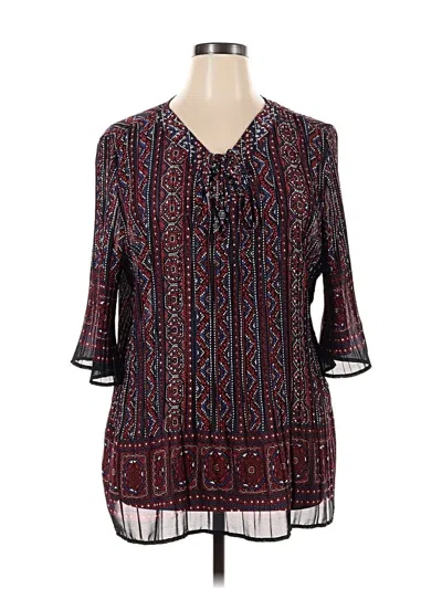 Pre-owned Catherines 3/4 Sleeve Blouse In Burgundy
