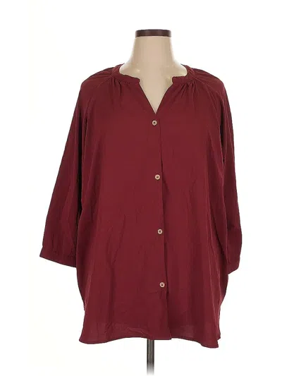 Pre-owned Catherines 3/4 Sleeve Blouse In Burgundy