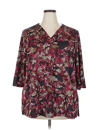 Pre-owned Catherines 3/4 Sleeve Blouse In Burgundy