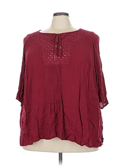 Pre-owned Catherines 3/4 Sleeve Blouse In Burgundy