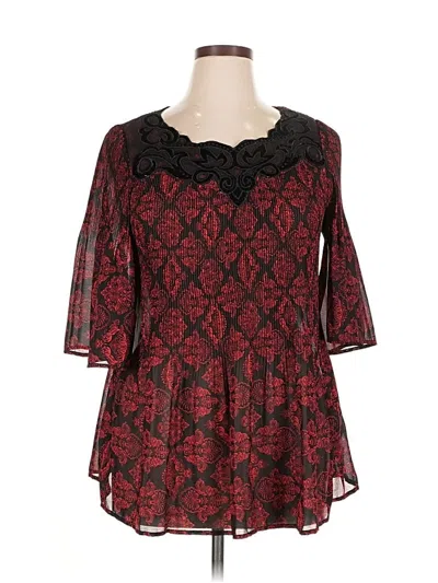Pre-owned Catherines 3/4 Sleeve Blouse In Burgundy