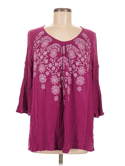 Pre-owned Catherines 3/4 Sleeve Blouse In Burgundy