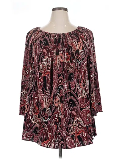 Pre-owned Catherines 3/4 Sleeve Blouse In Burgundy