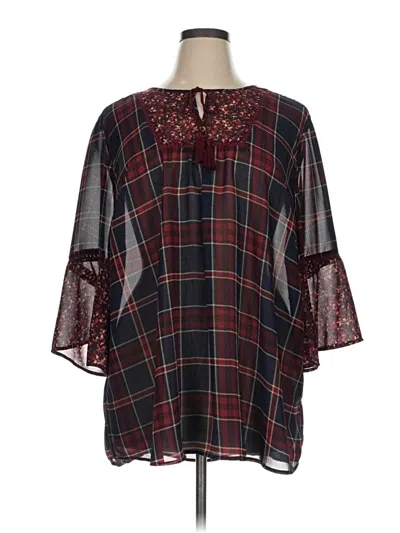 Pre-owned Catherines 3/4 Sleeve Blouse In Burgundy