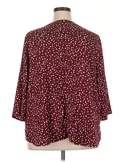 Pre-owned Catherines 3/4 Sleeve Blouse In Burgundy