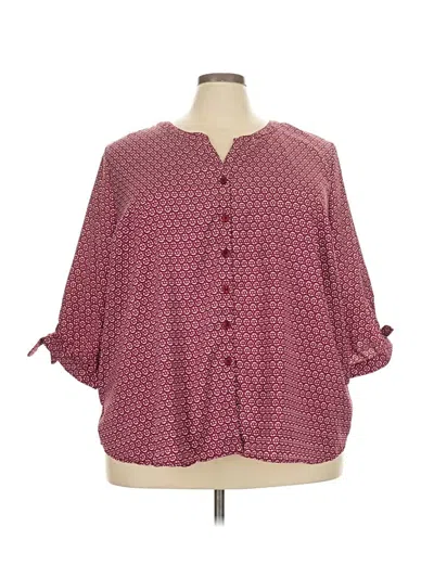 Pre-owned Catherines 3/4 Sleeve Blouse In Burgundy