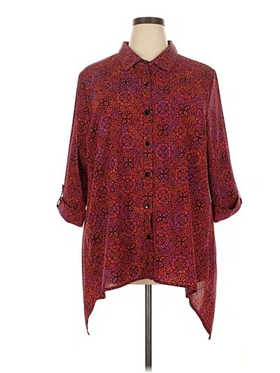 Pre-owned Catherines 3/4 Sleeve Blouse In Burgundy