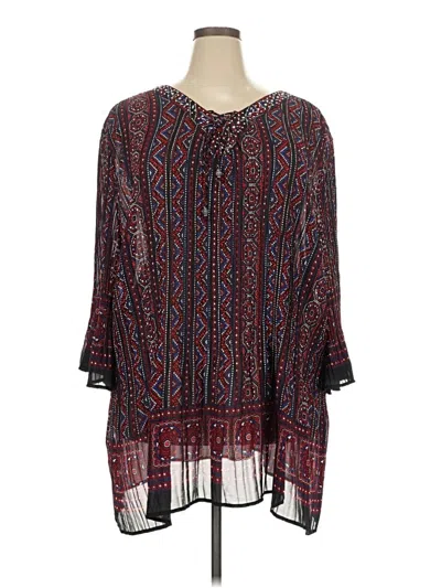 Pre-owned Catherines 3/4 Sleeve Blouse In Burgundy