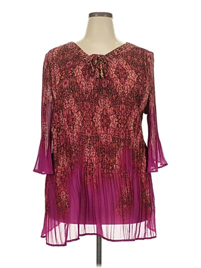 Pre-owned Catherines 3/4 Sleeve Blouse In Burgundy