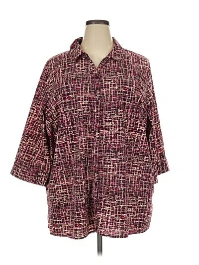 Pre-owned Catherines 3/4 Sleeve Blouse In Burgundy