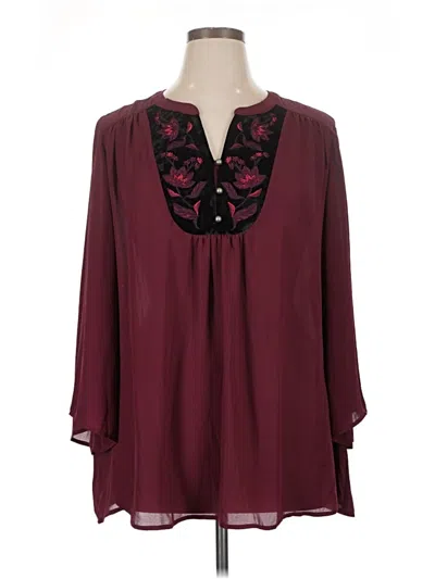 Pre-owned Catherines 3/4 Sleeve Blouse In Burgundy