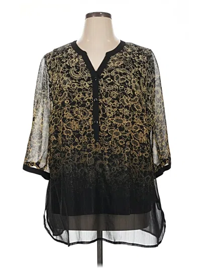 Pre-owned Catherines 3/4 Sleeve Blouse In Gold