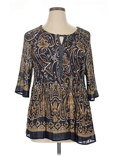 Pre-owned Catherines 3/4 Sleeve Blouse In Gold