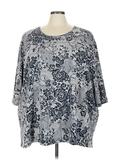 Pre-owned Catherines 3/4 Sleeve Blouse In Gray