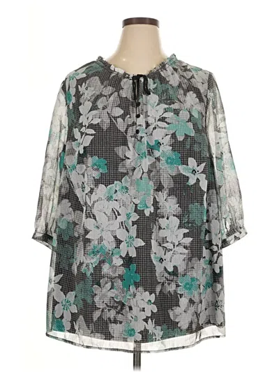 Pre-owned Catherines 3/4 Sleeve Blouse In Gray