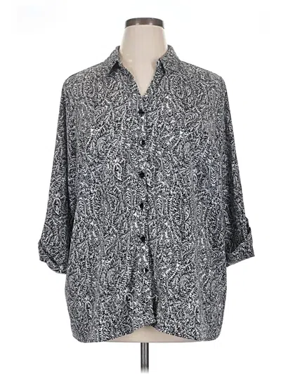 Pre-owned Catherines 3/4 Sleeve Blouse In Gray