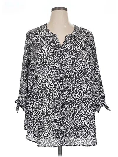 Pre-owned Catherines 3/4 Sleeve Blouse In Gray