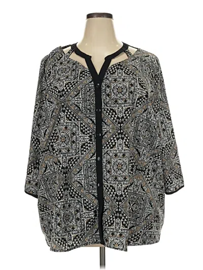 Pre-owned Catherines 3/4 Sleeve Blouse In Gray
