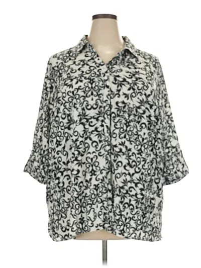 Pre-owned Catherines 3/4 Sleeve Blouse In Gray