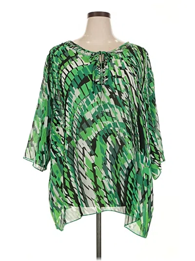 Pre-owned Catherines 3/4 Sleeve Blouse In Green