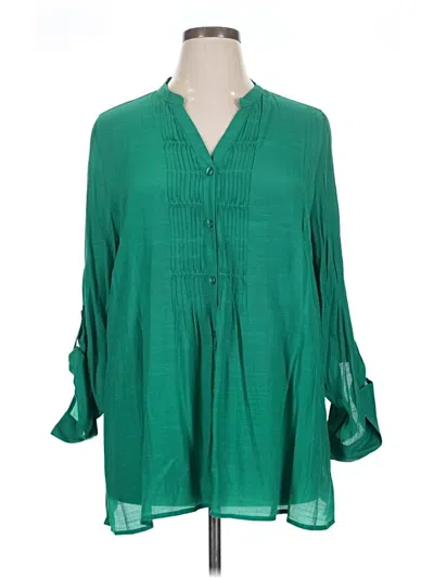 Pre-owned Catherines 3/4 Sleeve Blouse In Green