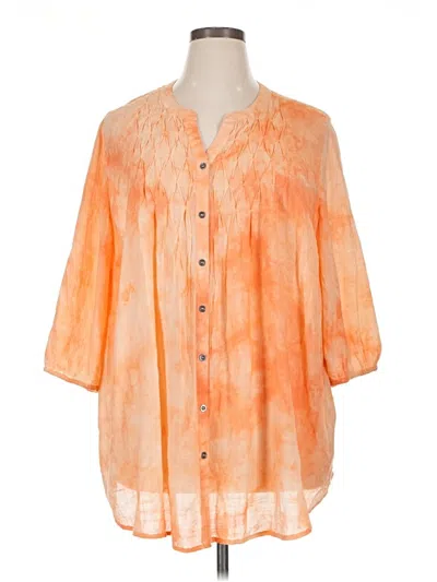 Pre-owned Catherines 3/4 Sleeve Blouse In Orange