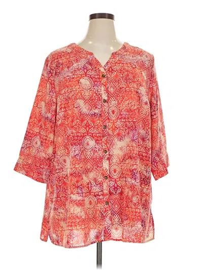 Pre-owned Catherines 3/4 Sleeve Blouse In Orange