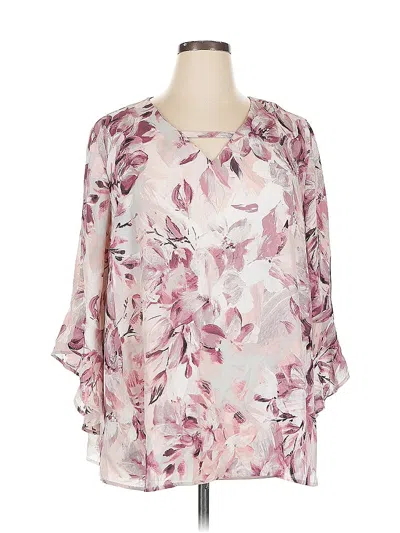 Pre-owned Catherines 3/4 Sleeve Blouse In Pink