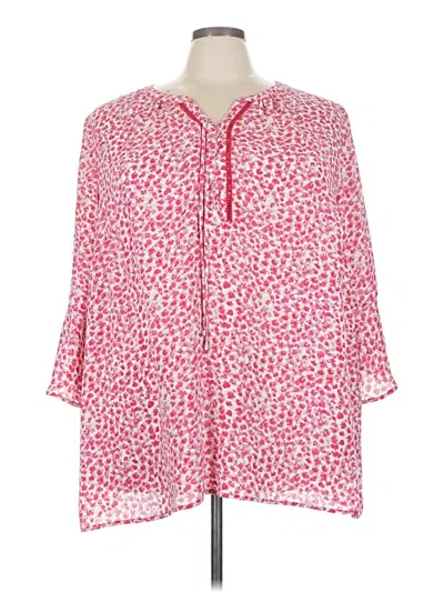 Pre-owned Catherines 3/4 Sleeve Blouse In Pink