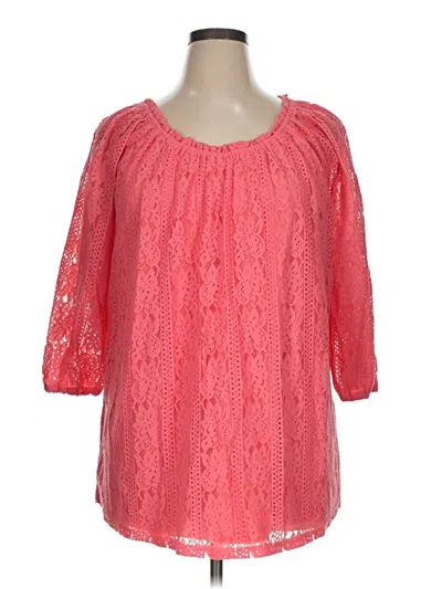 Pre-owned Catherines 3/4 Sleeve Blouse In Pink