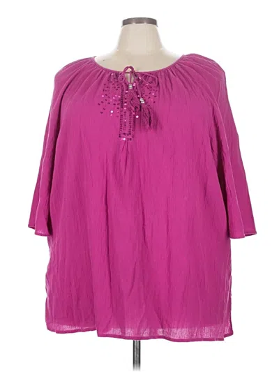 Pre-owned Catherines 3/4 Sleeve Blouse In Pink