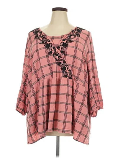 Pre-owned Catherines 3/4 Sleeve Blouse In Pink