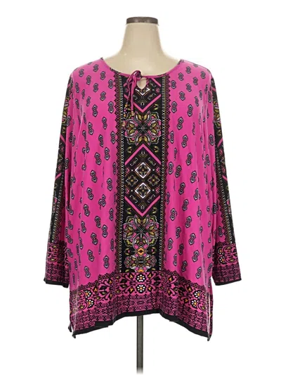 Pre-owned Catherines 3/4 Sleeve Blouse In Pink