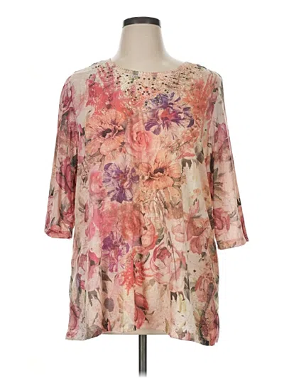 Pre-owned Catherines 3/4 Sleeve Blouse In Pink