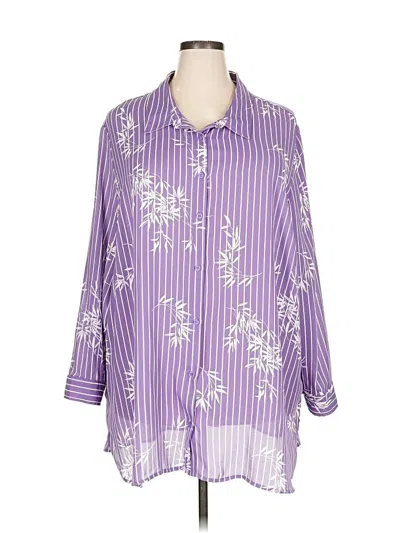 Pre-owned Catherines 3/4 Sleeve Blouse In Purple